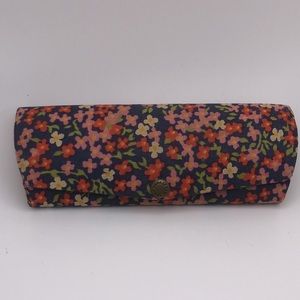 VTG Newey Glasses Case Burgundy Velvet Lined Interior Fabric Flower Pattern